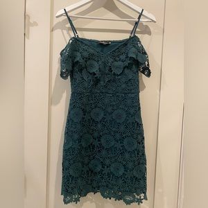 Lulu Forest Green Lace Cocktail Dress